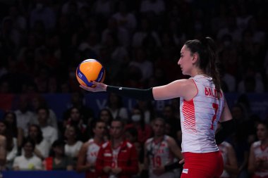 ANKARA, TURKIYE - Haziran 03, 2022: Baladin Hande, Ankara Arena 'da oynanan Türkiye-Çin VNL Havuz Maçı' nda görev yapıyor