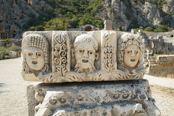 Stone Faces in Myra Ancient City in Demre, Antalya City, Turkiye