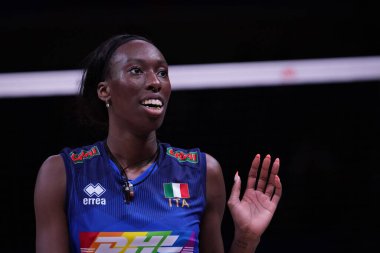 ANKARA, TURKIYE - 14 Temmuz 2022: Egonu Paola Ogechi İtalya 'da Çin' e karşı VNL çeyrek final maçı Ankara Arena 'da