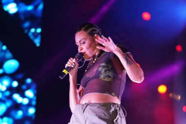 ISTANBUL, TURKIYE - AUGUST 14, 2022: Turkish singer Ezgi Alas concert in Istanbul Fest