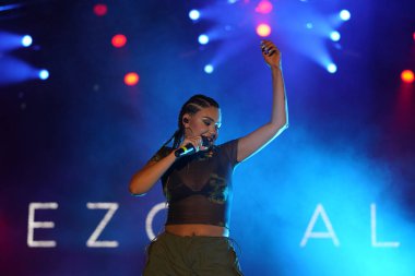 ISTANBUL, TURKIYE - AUGUST 14, 2022: Turkish singer Ezgi Alas concert in Istanbul Fest