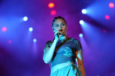 ISTANBUL, TURKIYE - AUGUST 14, 2022: Turkish singer Ezgi Alas concert in Istanbul Fest