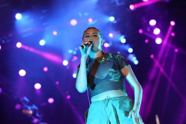 ISTANBUL, TURKIYE - AUGUST 14, 2022: Turkish singer Ezgi Alas concert in Istanbul Fest