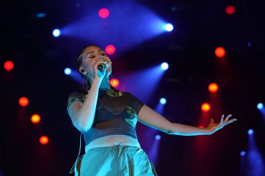 ISTANBUL, TURKIYE - AUGUST 14, 2022: Turkish singer Ezgi Alas concert in Istanbul Fest