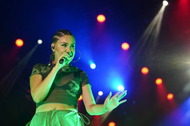 ISTANBUL, TURKIYE - AUGUST 14, 2022: Turkish singer Ezgi Alas concert in Istanbul Fest