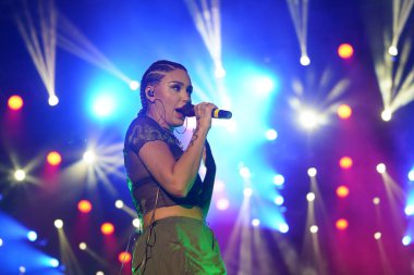 ISTANBUL, TURKIYE - AUGUST 14, 2022: Turkish singer Ezgi Alas concert in Istanbul Fest