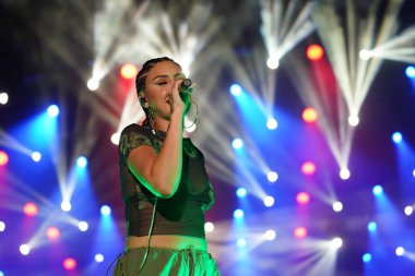 ISTANBUL, TURKIYE - AUGUST 14, 2022: Turkish singer Ezgi Alas concert in Istanbul Fest