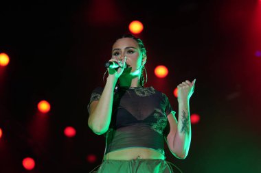 ISTANBUL, TURKIYE - AUGUST 14, 2022: Turkish singer Ezgi Alas concert in Istanbul Fest