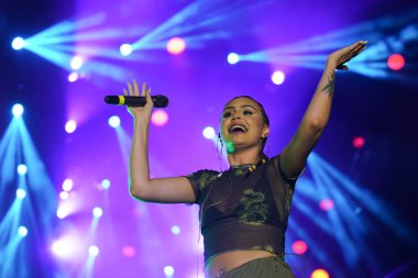 ISTANBUL, TURKIYE - AUGUST 14, 2022: Turkish singer Ezgi Alas concert in Istanbul Fest