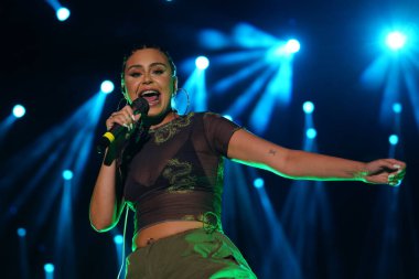 ISTANBUL, TURKIYE - AUGUST 14, 2022: Turkish singer Ezgi Alas concert in Istanbul Fest