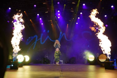 ISTANBUL, TURKIYE - AUGUST 14, 2022: Turkish singer Gunes concert in Istanbul Fest