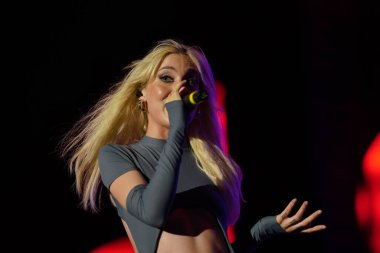 ISTANBUL, TURKIYE - AUGUST 14, 2022: Turkish singer Gunes concert in Istanbul Fest