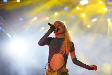 ISTANBUL, TURKIYE - AUGUST 14, 2022: Turkish singer Gunes concert in Istanbul Fest