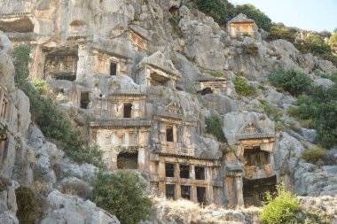 Antalya 'nın Demre kentindeki Myra Antik Kentinde Rock Tombs, Türkiye