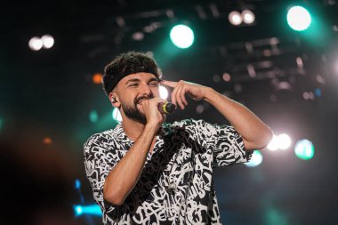 ISTANBUL, TURKIYE - AUGUST 09, 2022: Turkish singer Sefo concert in Uskudar Fest