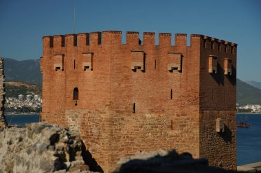 Alanya Kasabası 'ndaki Kızıl Kule, Antalya Şehri, Türkiye