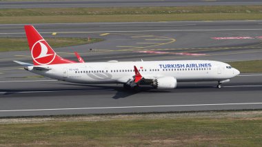 ISTANBUL, TURKIYE - SEPTEMBER 17, 2022: Turkish Airlines Boeing 737-9MAX (60065) landing to Istanbul International Airport