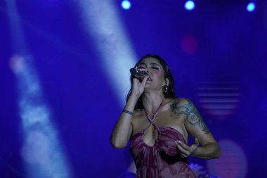 iSTANBUL, TURKIYE - SEPTEMBER 16, 2022: Turkish singer Melek Mosso concert in Atasehir Fest