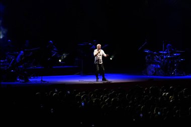 iSTANBUL, TURKIYE - OCTOBER 05, 2022: Turkish singer Levent Yuksel concert in Istanbul