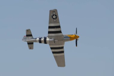 ESKISEHIR, TURKIYE - SEPTEMBER 18, 2022: M.S.O Air and Space Museum North American P-51D Mustang (44-73149) display in Sivrihisar SHG Airshow