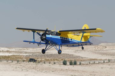 ESKISEHIR, TURKIYE - SEPTEMBER 18, 2022: M.S.O Air and Space Museum Antonov An-2T (17805) display in Sivrihisar SHG Airshow