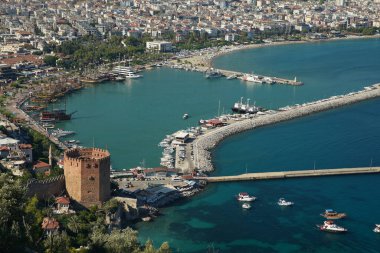 Aerial View of Alanya Town in Antalya City, Turkiye