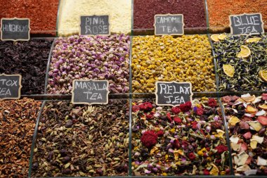 Teas in Spice Bazaar, Istanbul City, Turkiye