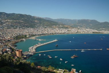 Aerial View of Alanya Town in Antalya City, Turkiye