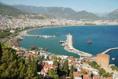 Aerial View of Alanya Town in Antalya City, Turkiye