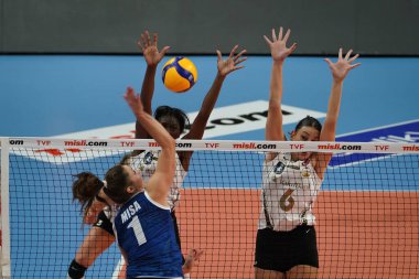 ISTANBUL, TURKIYE - NOVEMBER 06, 2022: Michaela Mlejnkova in action during Vakifbank vs Sigorta Shop Turkish Sultans League match in Vakifbank Sport Hall