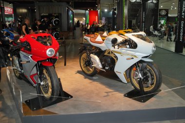 İSTANBUL, TURKEY - 23 Nisan 2022: MV Agusta Motorsikletleri İstanbul Sergi Merkezindeki Motosiklet Fuarında sergileniyor