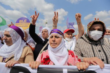 ISTANBUL, TURKEY - MAY 01, 2022: People gathered in Maltepe during International Workers Day