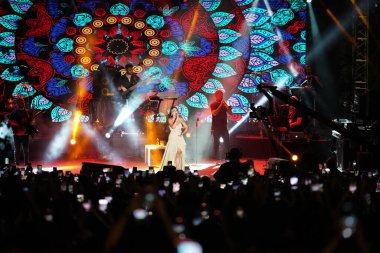 ISTANBUL, TURKEY - JUNE 01, 2022: Turkish singer Melek Mosso concert during Beyoglu Culture Road Festival