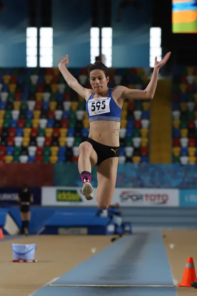 Istanbul Turkey February 2022 Undefined Athlete Long Jumping Turkish Indoor — Stock Photo, Image