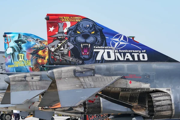 stock image KONYA, TURKIYE - JUNE 30, 2022: Turkish Air Force McDonnell Douglas F-4E Phantom II (4997) displayed at Konya Airport during Anatolian Eagle Air Force Exercise