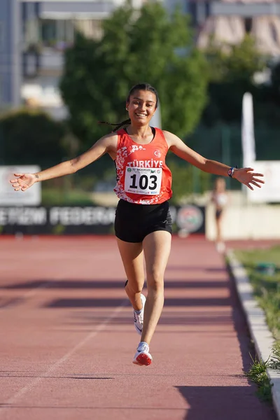 Denizli Turquía Julio 2022 Atleta Indefinido Corriendo Durante Campeonato Atletismo — Foto de Stock