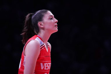 ANKARA, TURKIYE - HAZİRAN 05, 2022: Aydın İlkin in Turkey vs Belçika VNL Pool maçı Ankara Arena 'da