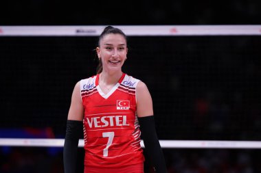 ANKARA, TURKIYE - 14 Temmuz 2022: Baladin Hande in Turkey vs Tayland VNL çeyrek final maçı Ankara Arena 'da