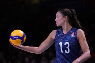 ANKARA, TURKIYE - 13 Temmuz 2022: ABD 'de Wilhite Sarah, Ankara Arena' da Sırbistan 'a karşı VNL çeyrek final maçı