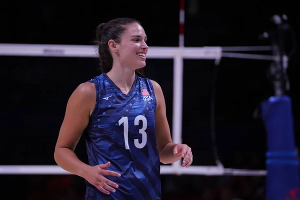 stock image ANKARA, TURKIYE - JULY 13, 2022: Wilhite Sarah in United States vs Serbia VNL Quarter Final match in Ankara Arena