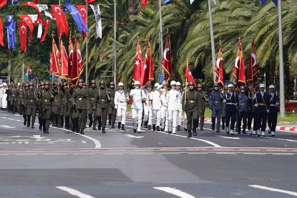 Istanbul Turkiye August 2022 Soldiers March 100Th Anniversary August Turkish —  Fotos de Stock