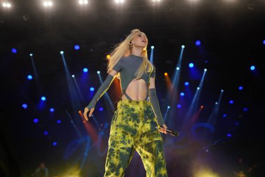 ISTANBUL, TURKIYE - AUGUST 14, 2022: Turkish singer Gunes concert in Istanbul Fest