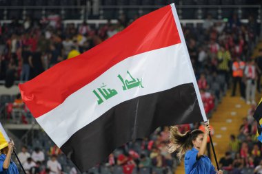 İSTANBUL, TÜRKİYE - 30 Eylül 2022: İstanbul, Türkiye 'de Ampüte Dünya Futbol Kupası' nın açılış töreninde Irak bayrağı