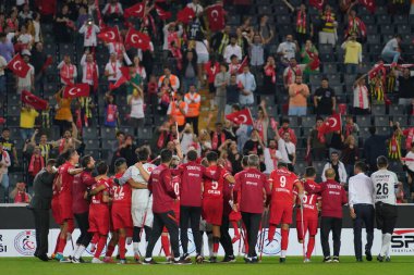 ISTANBUL, TURKIYE - SEPTEMBER 30, 2022: Turkish players celebrating winning the France match in Amputee Football World Cup