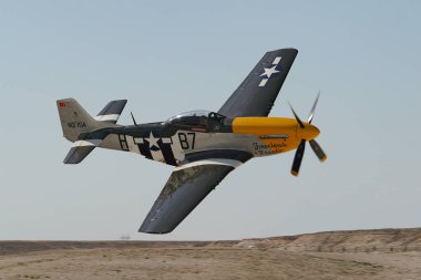 ESKISEHIR, TURKIYE - SEPTEMBER 18, 2022: M.S.O Air and Space Museum North American P-51D Mustang (44-73149) display in Sivrihisar SHG Airshow