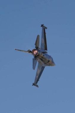 ESKISEHIR, TURKIYE - SEPTEMBER 18, 2022: Turkish Air Force General Dynamics F-16C Fighting Falcon (4R-23) display in Sivrihisar SHG Airshow