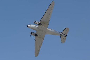 ESKISEHIR, TURKIYE - SEPTEMBER 18, 2022: M.S.O Air and Space Museum Douglas DC-3A (2204) display in Sivrihisar SHG Airshow