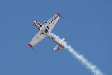 ESKISEHIR, TURKIYE - SEPTEMBER 18, 2022: Private Extra EA-330SC (SC086) display in Sivrihisar SHG Airshow