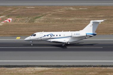 ISTANBUL, TURKIYE - AUGUST 06, 2022: Air Hamburg Embraer EMB-550 Legacy 500 (55000031) landing to Istanbul International Airport
