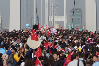 ISTANBUL, TURKEY - NOVEMBER 06, 2022: Athletes running in 44. Istanbul marathon which includes two continents in one race.